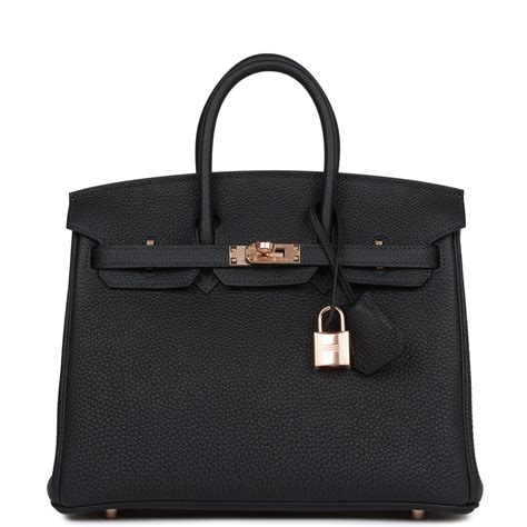 Hermes Birkin 25 Caban Togo Rose Gold Hardware.